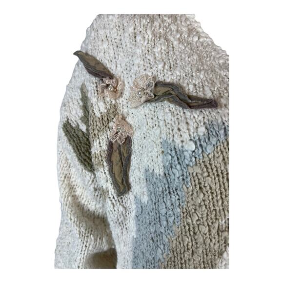 Vintage Sheridan Square Womens sweater Granny Cottagecore Retro 80s medium Knit - Picture 6 of 11